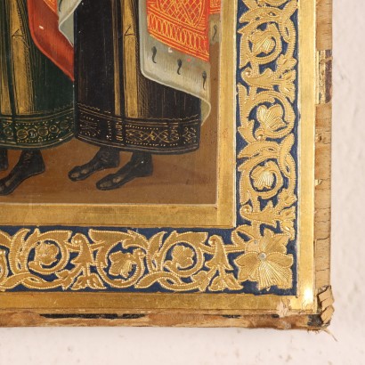 19th century Russian icon ,Saints venerating an icon mar