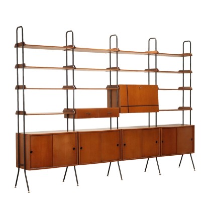 Vintage Bookcase from the 1960s Teak Veneered Wood Metal