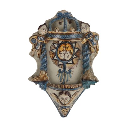 Stoup in majolica ceramic Ariano Irpino manufacture