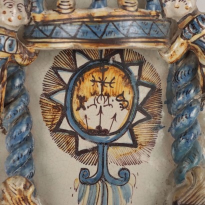 Holy water stoup in majolica ceramic Manif