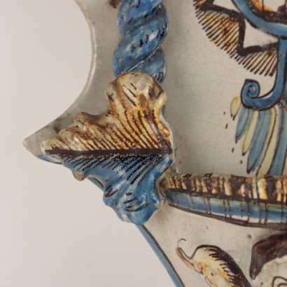 Holy water stoup in majolica ceramic Manif