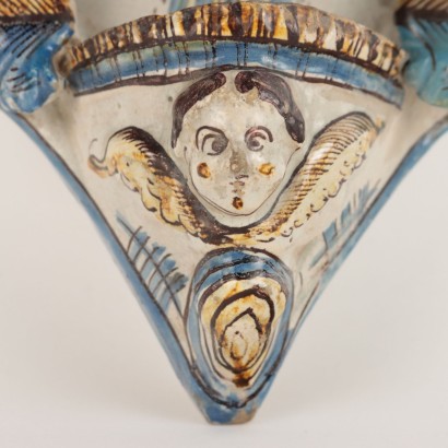 Holy water stoup in majolica ceramic Manif