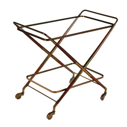 Chariot de Service Vintage des Années 50 Hêtre Verre Ameublement