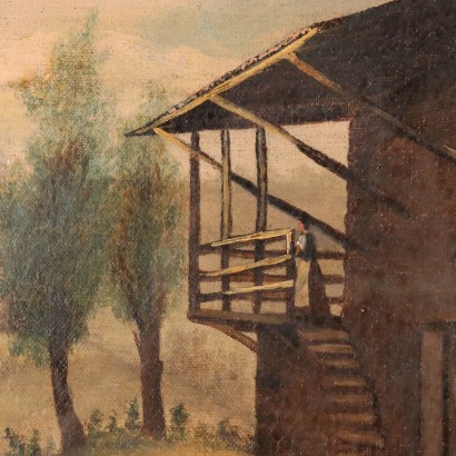 Painted Mountain Village with Figures
