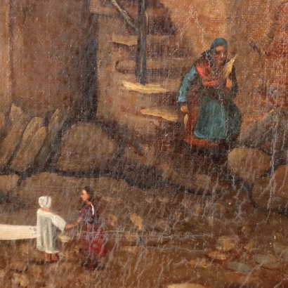 Painted Mountain Village with Figures