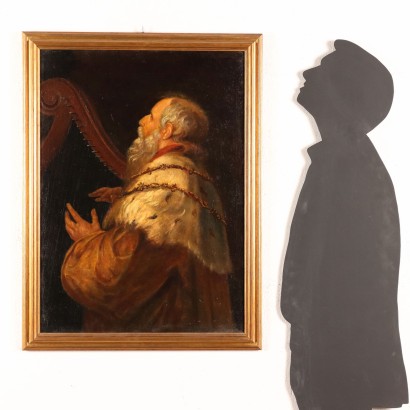 Painted with King David playing l0apost,King David playing the harp