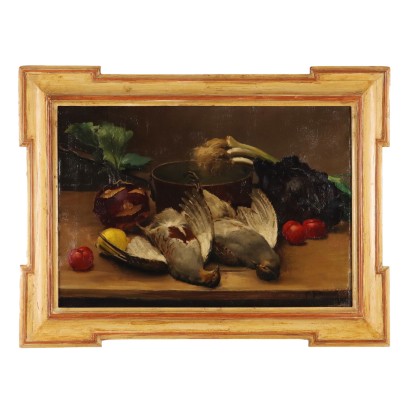Ancient Painting '900 Frantisek Zikmund Still Life Oil on Canvas Frame