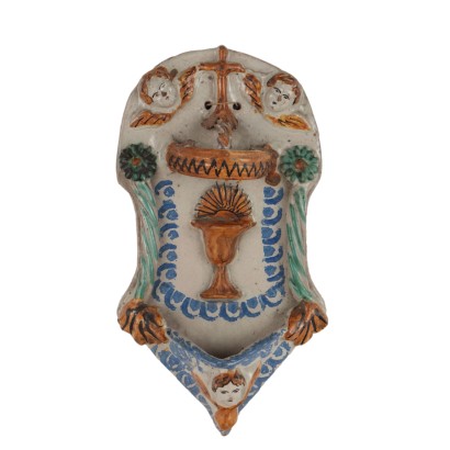 Acquasantiera in Ceramica Maiolicata Manifattura di Ariano Irpino