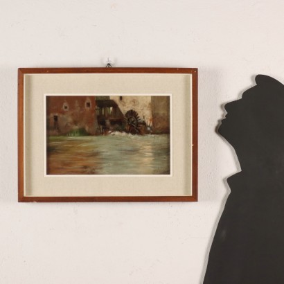 Peinture de Stefano Bersani, Aperçu avec moulin, Stefano Bersani, Stefano Bersani, Stefano Bersani, Stefano Bersani, Stefano Bersani