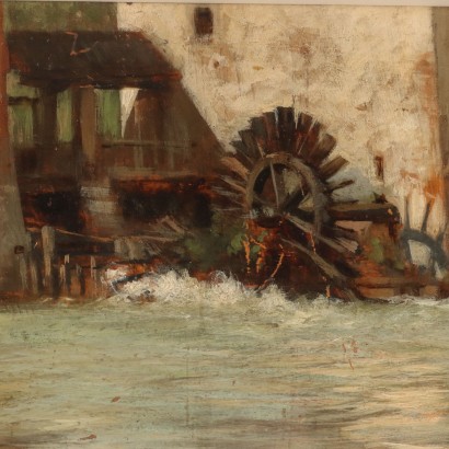 Peinture de Stefano Bersani, Aperçu avec moulin, Stefano Bersani, Stefano Bersani, Stefano Bersani, Stefano Bersani, Stefano Bersani