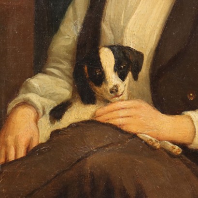 Dipinto Ritratto maschile ,Dipinto Ritratto maschile con cane,Dipinto Ritratto maschile con Cane