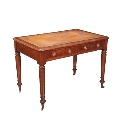 Antiker Schreibtisch Mahagoni Leder England Mitte des XIX Jhs