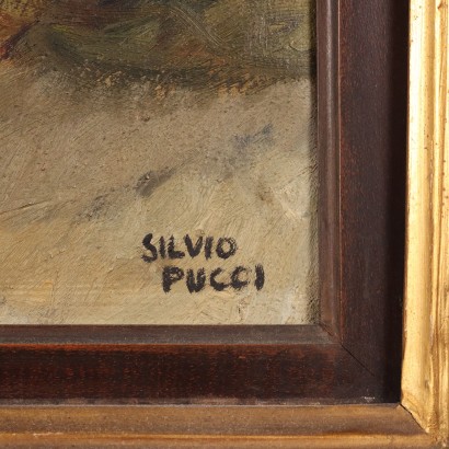 Peinture signée Pucci, Peinture de Silvio Pucci, Paysage toscan, Silvio Pucci, Peinture de Silvio Pucci, Silvio Pucci, Silvio Pucci