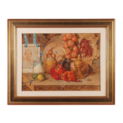 Bild von Vincenzo Buscicchio Komposition mit Gemüse und Vasen Kunst '9