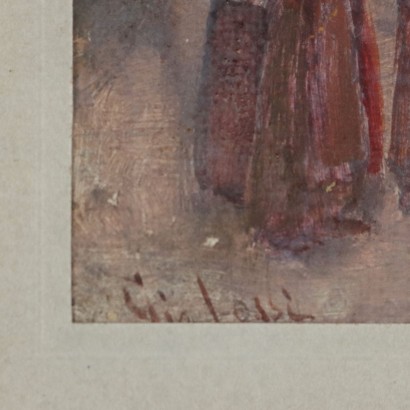 Petit tableau de Giovanni Lessi, Aperçu de la rue avec des personnages, Giovanni Lessi, Giovanni Lessi, Giovanni Lessi