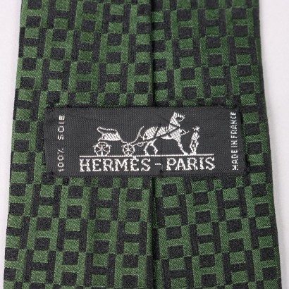 Cravate Hermès Vintage vert foncé