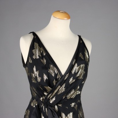Vestido vintage negro y dorado
