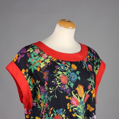Gucci Vintage-Leinenkleid mit Blumenmuster