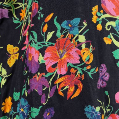 Gucci Vintage-Leinenkleid mit Blumenmuster