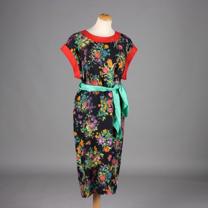 Gucci Vintage-Leinenkleid mit Blumenmuster