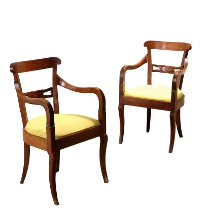 Paire de Fauteuils Anciens Restauration Italie XIXe Siècle