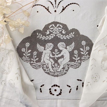 Drap Double avec Taies d'Oreiller en Lin Vetêments et Textiles Anciens