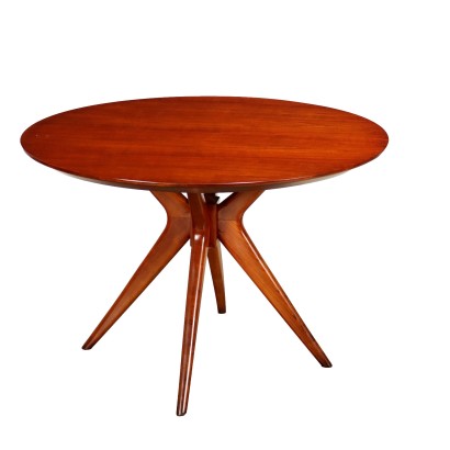 Table des Années 50 Hêtre Teinté Acajou Vintage
