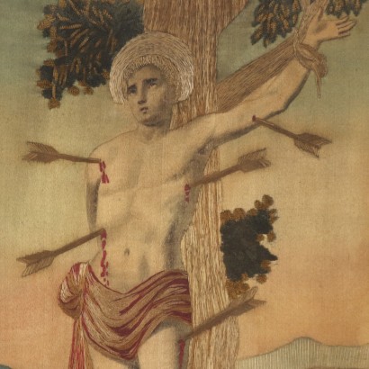 Broderie avec Saint Sébastien