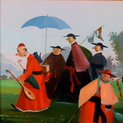 Peinture satirique de Pietro Ardito, Groupe de clercs, Pietro Ardito, Pietro Ardito, Pietro Ardito, Pietro Ardito