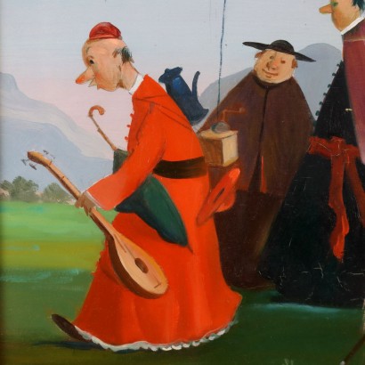 Peinture satirique de Pietro Ardito, Groupe de clercs, Pietro Ardito, Pietro Ardito, Pietro Ardito, Pietro Ardito