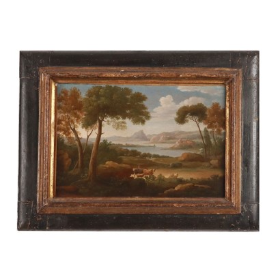 Cuadro de Paisaje con Figuras y Rebaños