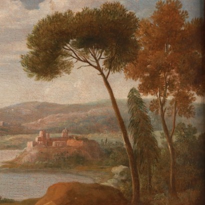 Peinture de paysage avec personnages et armes,Paysage avec personnages et troupeaux