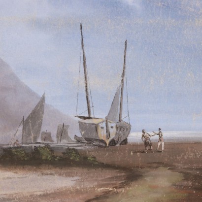 Peint avec Scène de Genre Maritime, La famille du pêcheur