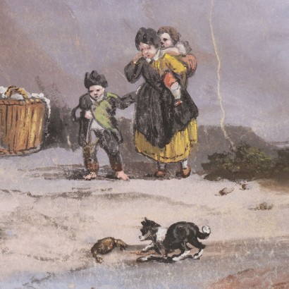 Peint avec Scène de Genre Maritime, La famille du pêcheur