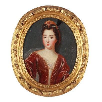 Retrato ovalado pintado de una niña