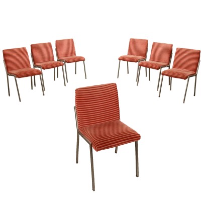 Chaises Formanova Effe 901 Métal Tissu Italie Années 60-70