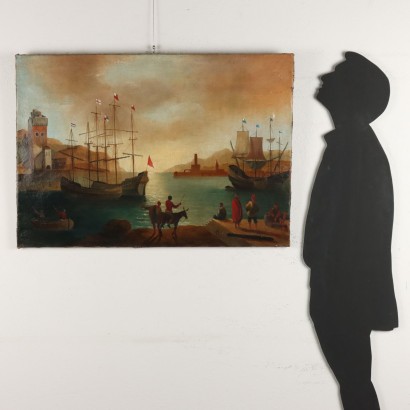 Peint avec Port Glimpse et Figures,Port Glimpse avec Figures,Peint avec Port Glimpse et Figures
