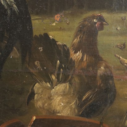 Peint avec Cockfight et Cockfight entre coq et dinde
