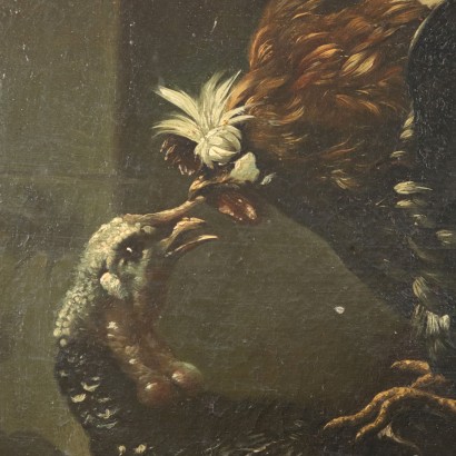 Peint avec Cockfight et Cockfight entre coq et dinde