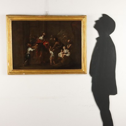 Peint avec scène biblique, le jugement de Salomon