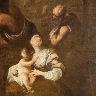 Peint avec scène biblique, le jugement de Salomon