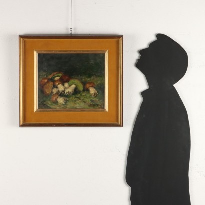 Peinture de Luigi Comolli, Nature morte aux champignons, Peinture de Luigi Comolli