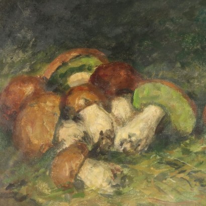 Peinture de Luigi Comolli, Nature morte aux champignons, Peinture de Luigi Comolli