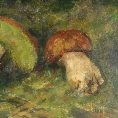 Peinture de Luigi Comolli, Nature morte aux champignons, Peinture de Luigi Comolli