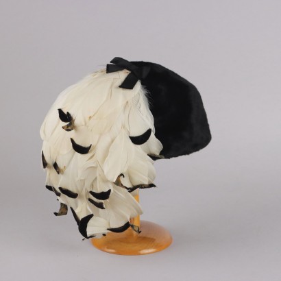 Chapeau Vintage avec Plumes des Années 1940-1950
