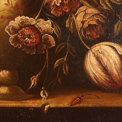 Peinture de Nature morte aux fleurs et ,Nature morte aux fleurs et perroquet