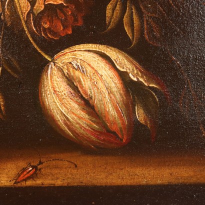 Peinture de Nature morte aux fleurs et ,Nature morte aux fleurs et perroquet