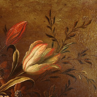 Peinture de Nature morte aux fleurs et ,Nature morte aux fleurs et perroquet