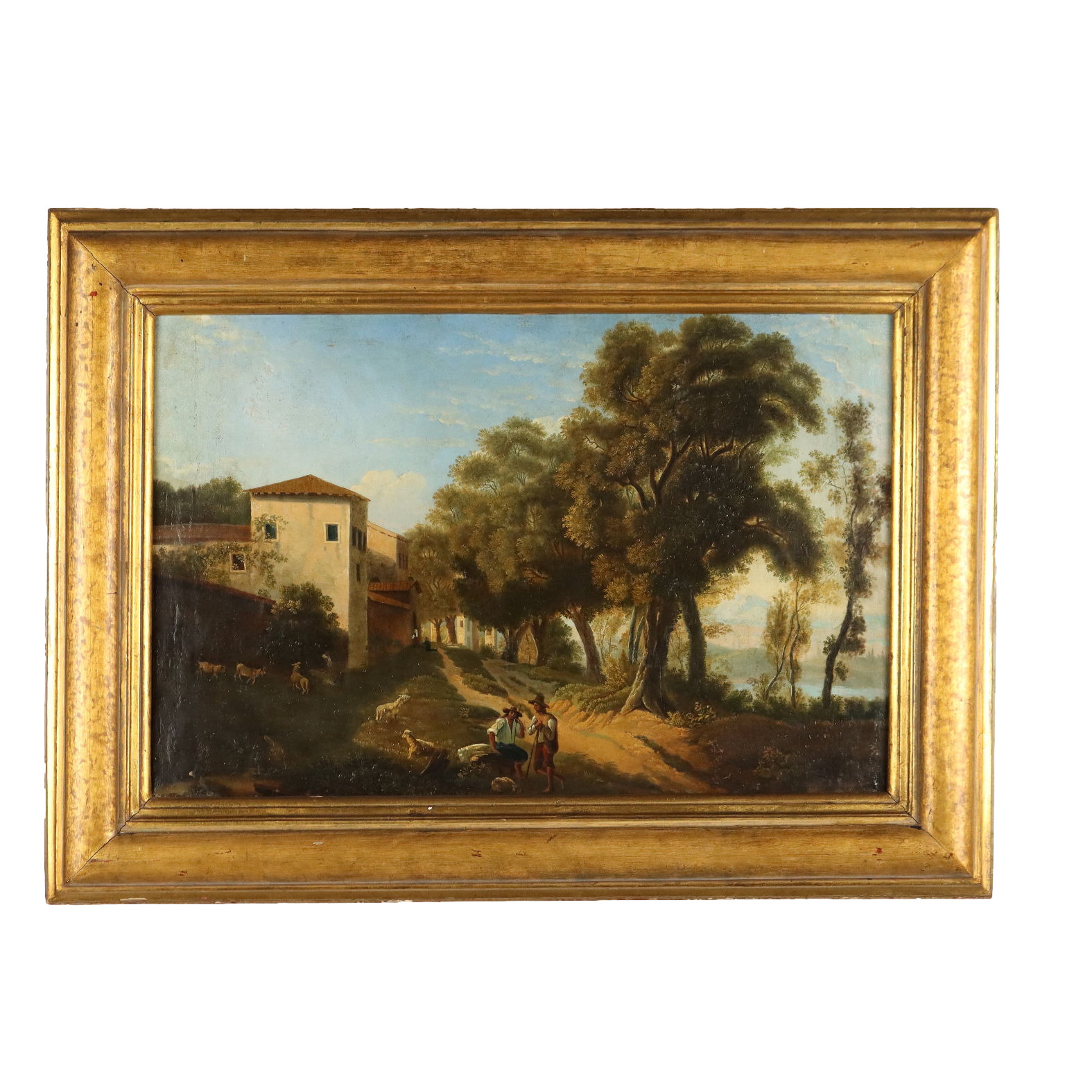 Peinture de paysage avec des bergers
