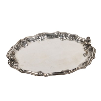 Ancient Tray with Flower Decorations Europe XIX--XX Century